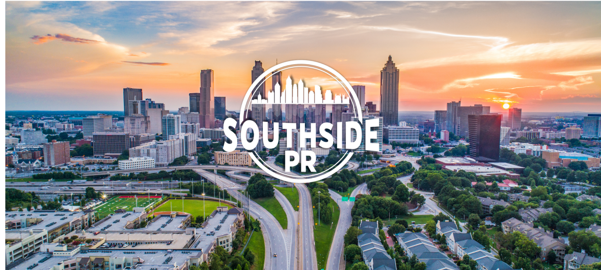 atlanta skyline with southside pr logo